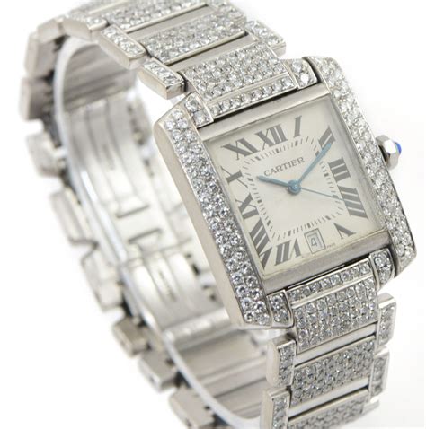 cartier tank francaise watch white gold diamonds|cartier tank francaise chronograph gold.